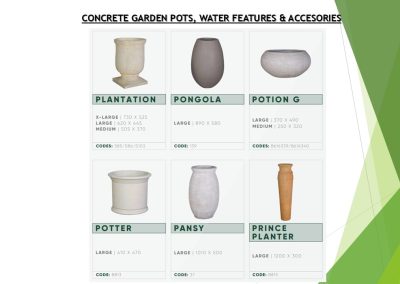 CONCRETE GARDEN POTS, WATER FEATURES & ACCESORIES