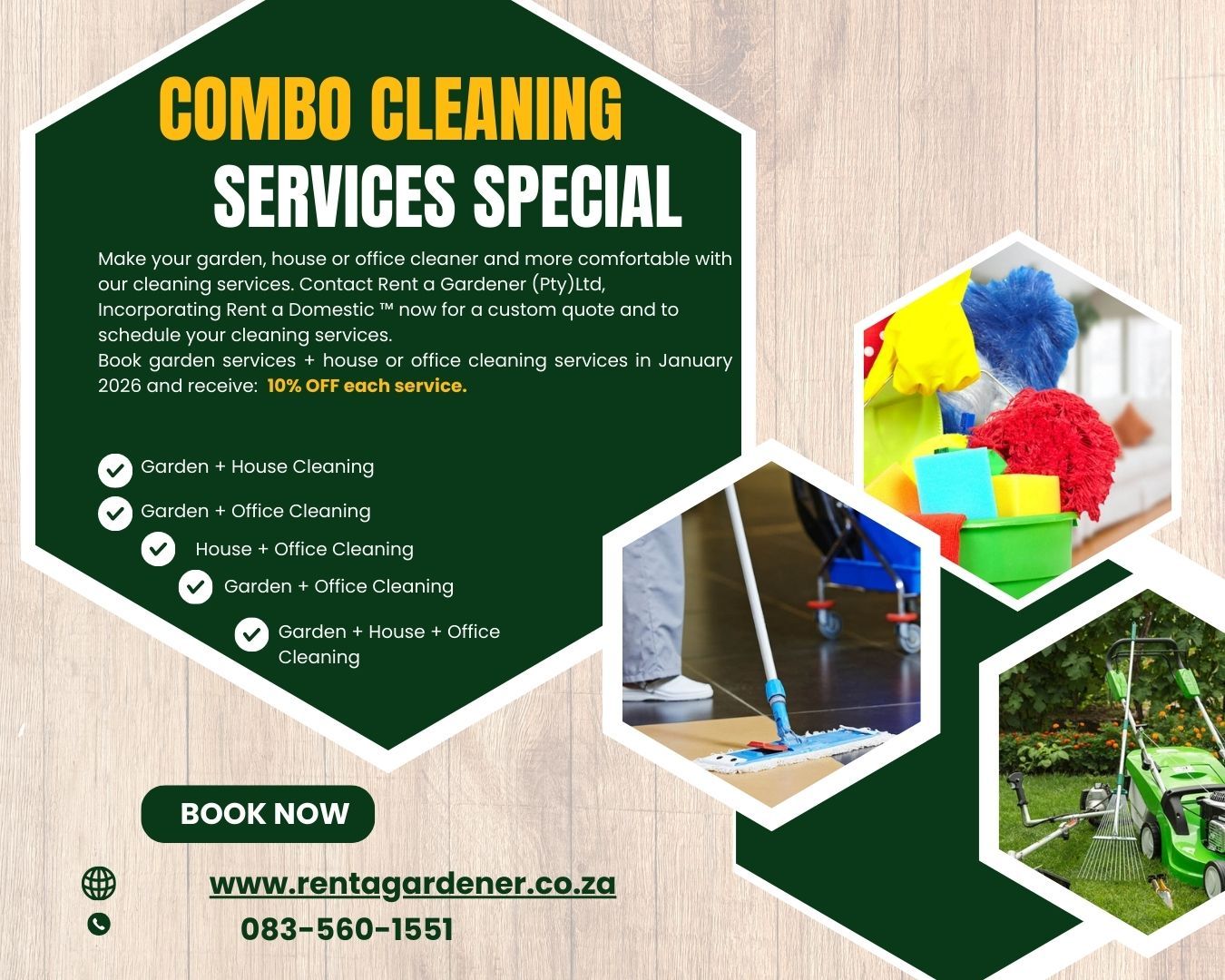 Combo cleaning special offer - garden - house - office January 2026
